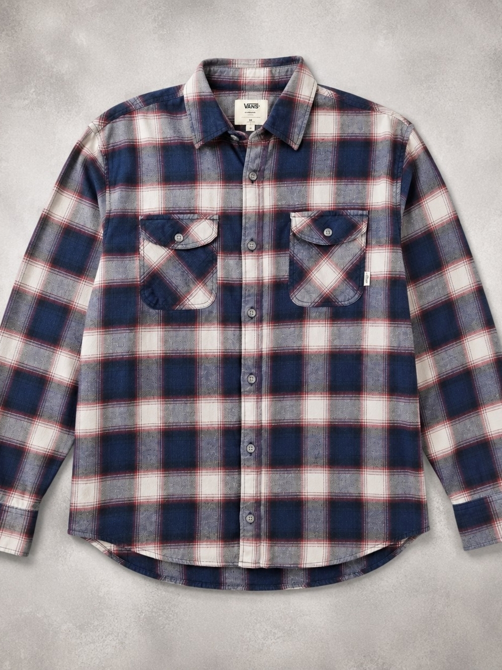 Vans Men's Size M Plaid Flannel Shirt Tailored Fit Blue Red